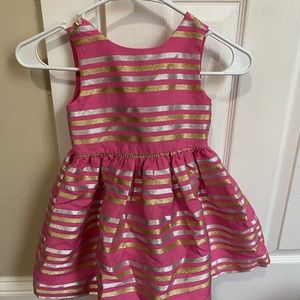 Pink dress with good and silver glitter stripes